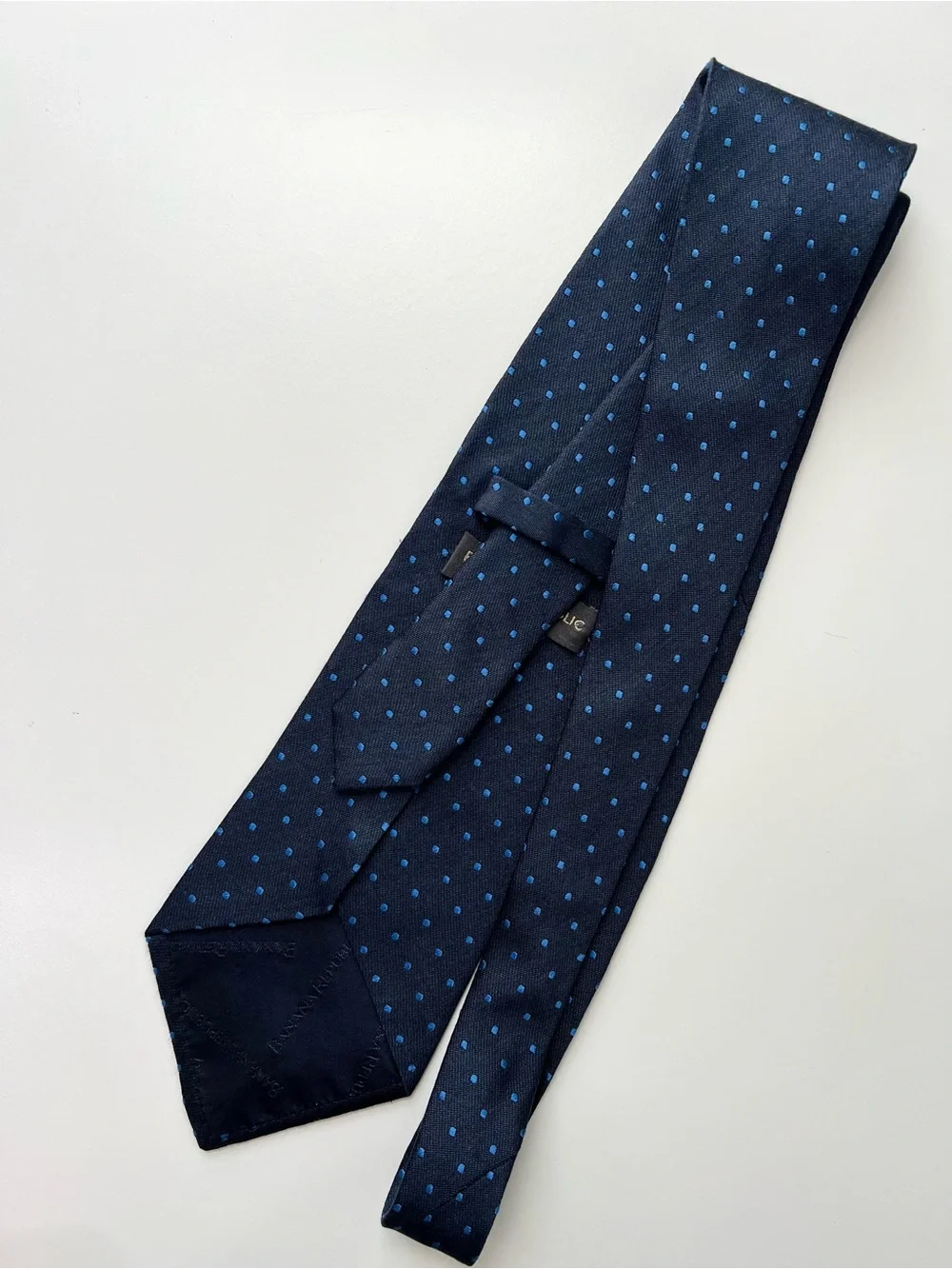 VTG Banana Republic Tie Navy Blue Polka Dot Made in Italy 100% Silk